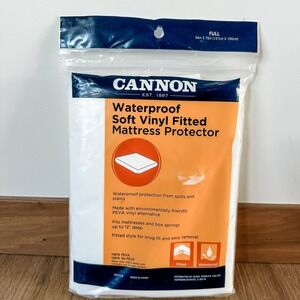 Cannon Waterproof Full Size Soft Vinyl Fitted Mattress‎ Protector Sears New